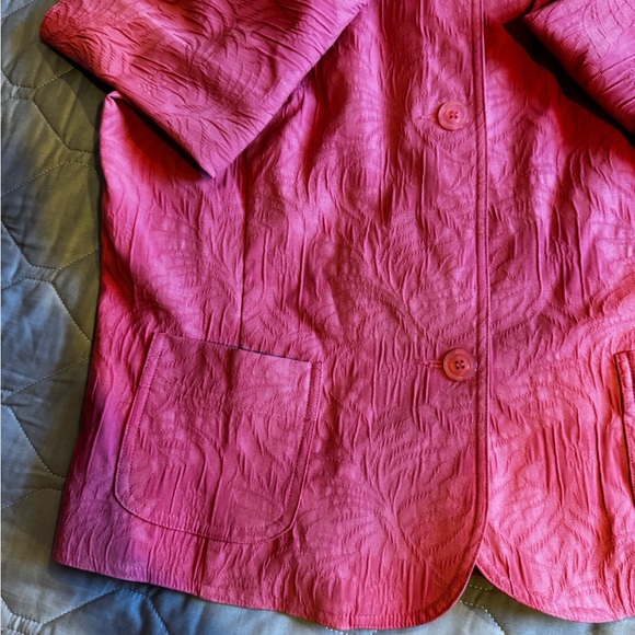 SAG HARBOR Size 10 Women's Solid Pink Blazer 2-Pockets 3-Button Jacket Textured - Picture 4 of 13